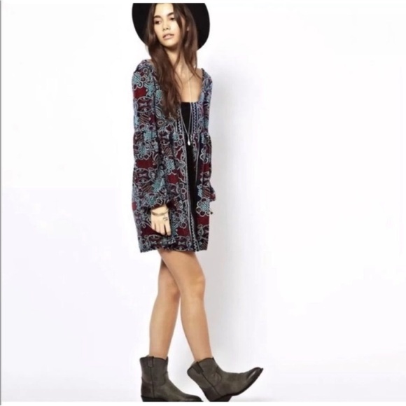 Free People Velvet Multicolor Long Sleeve Dress - Picture 5 of 6